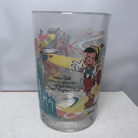 McDonald’s Walt Disney World 100 Years Glass Cup Pinocchio Bambi Magic Kingdom - Picture 2 of 6